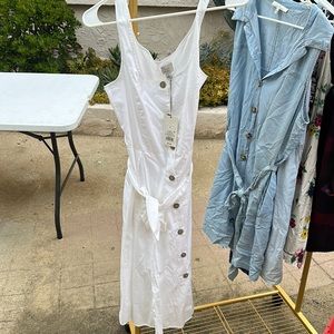 White dress with buttons